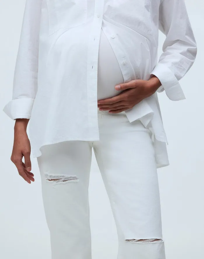 Women Jeans Madewell The Maternity OvertheBelly 03990s Straight Jean In Tile White