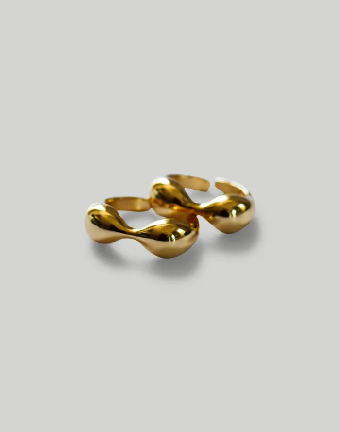 Women Jewelry Madewell Abcrete and Co Chunky Bean Adjustable Ring 8211 Gold