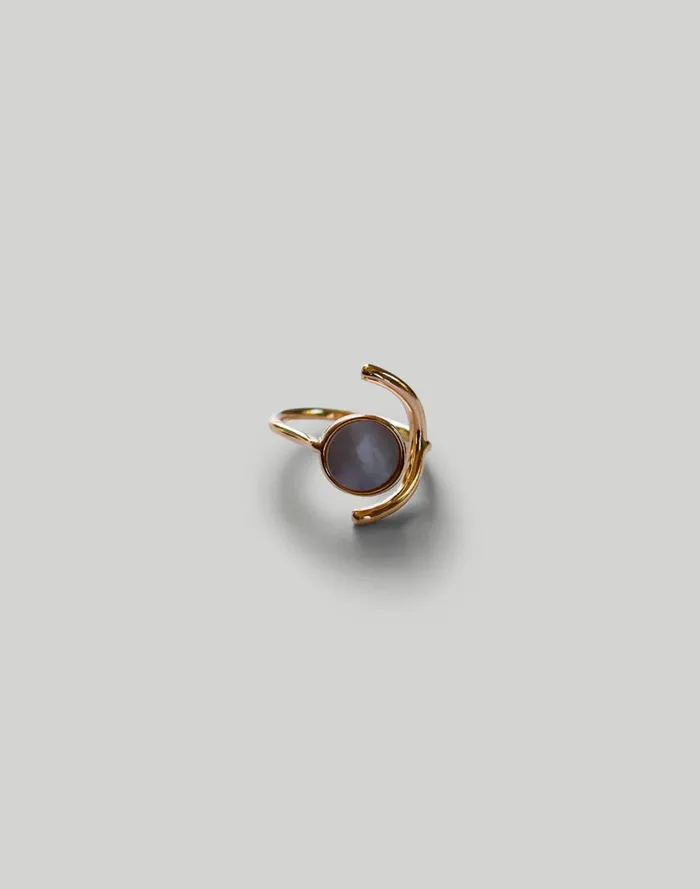 Women Jewelry Madewell Abcrete and Co Geo Crescent Pearl Adjustable Ring