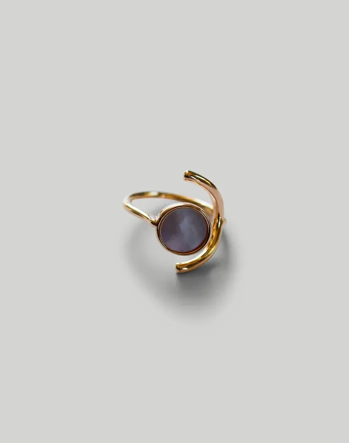 Women Jewelry Madewell Abcrete and Co Geo Crescent Pearl Adjustable Ring