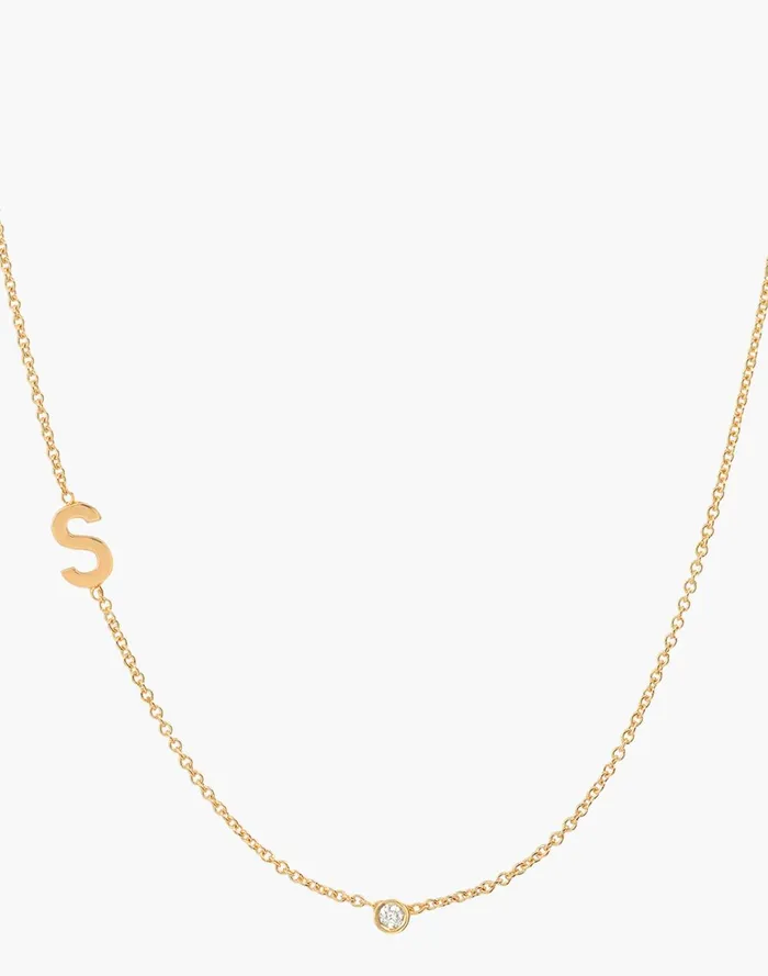 Women Jewelry Madewell BYCHARI ASYMMETRICAL INITIAL and DIAMOND NECKLACE