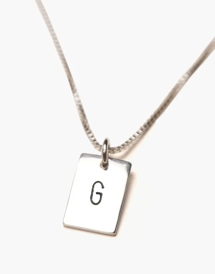 Women Jewelry Madewell CHARLOTTE CAUWE STUDIO Letter Stamp Tag Necklace In Sterling Silver