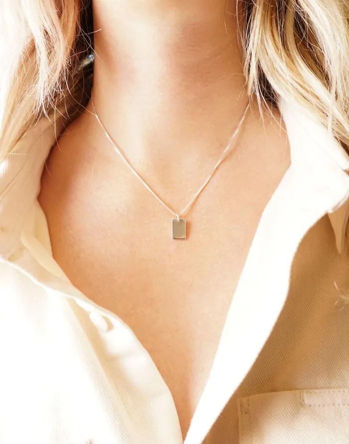 Women Jewelry Madewell CHARLOTTE CAUWE STUDIO Letter Stamp Tag Necklace In Sterling Silver