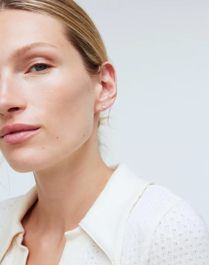 Women Jewelry Madewell DemiFine Bezel Set Freshwater Pearl Stud Earrings