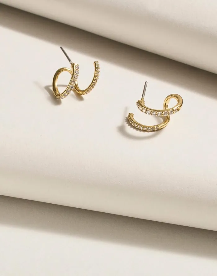 Women Jewelry Madewell DemiFine Pav Double Hoop Earrings