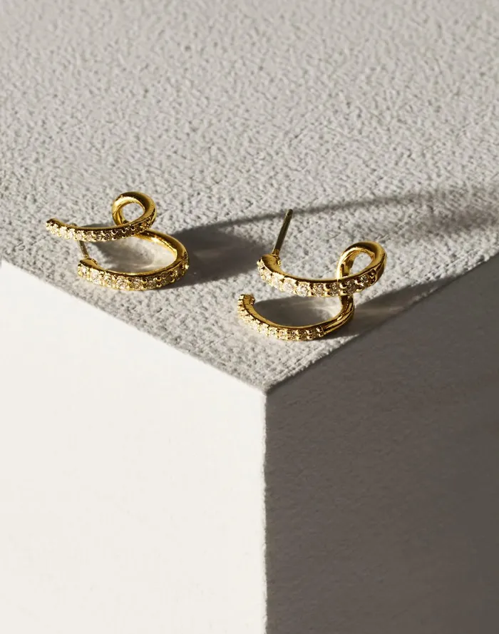 Women Jewelry Madewell DemiFine Pav Double Hoop Earrings