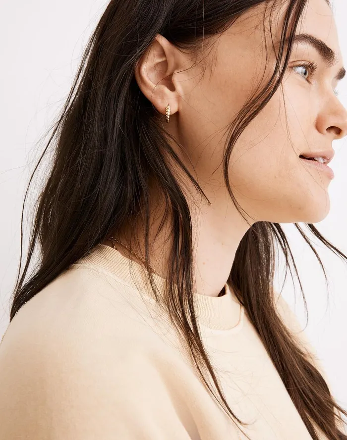 Women Jewelry Madewell DemiFine Puffed Huggie Hoop Earrings
