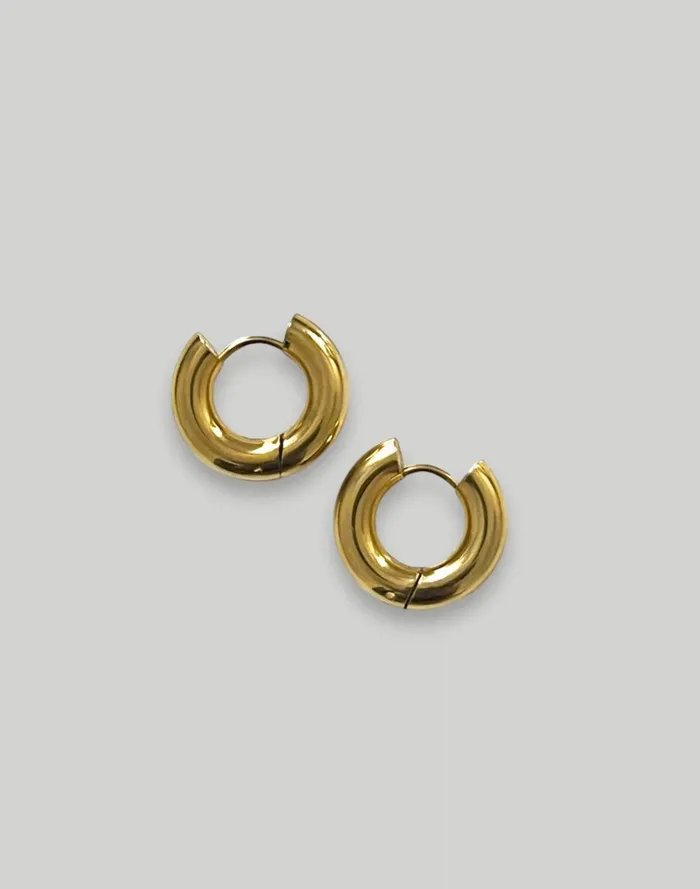 Women Jewelry Madewell Filosophy Bianca Hoops Mid Size Gold Hoops