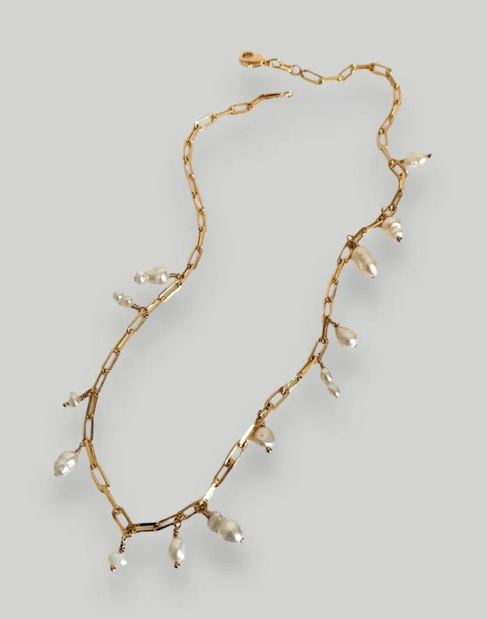 Women Jewelry Madewell Filosophy Claire Freshwater Pearl And Paperclip Style Necklace