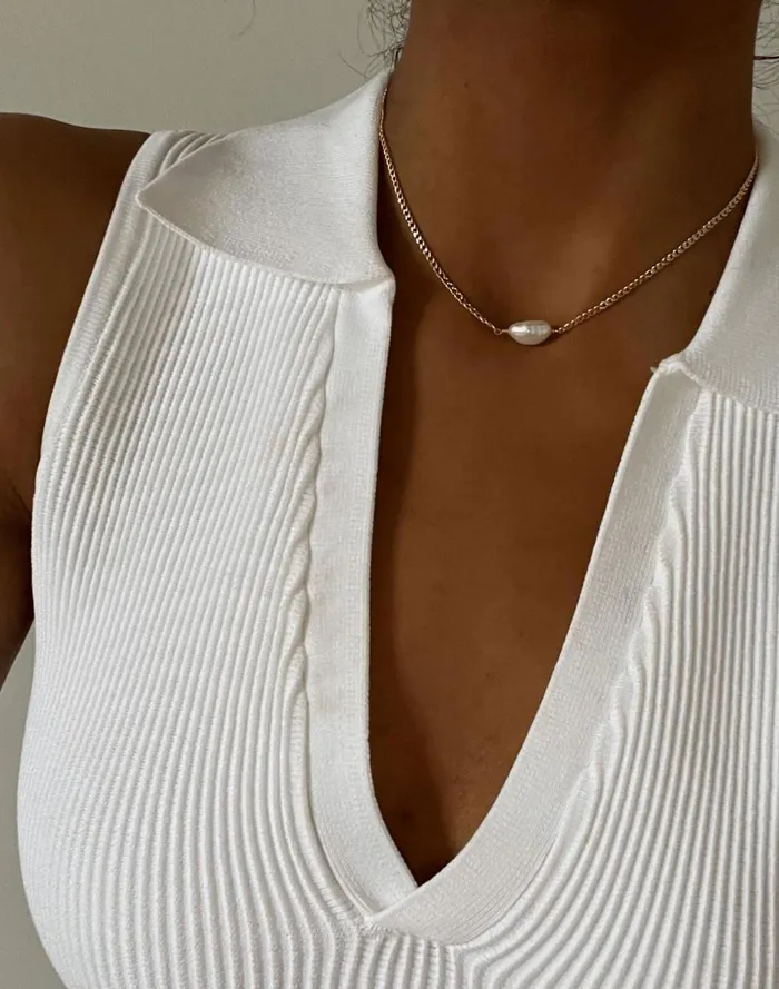 Women Jewelry Madewell Filosophy Mel Freshwater Pearl And Paper Clip Chain Style Chain