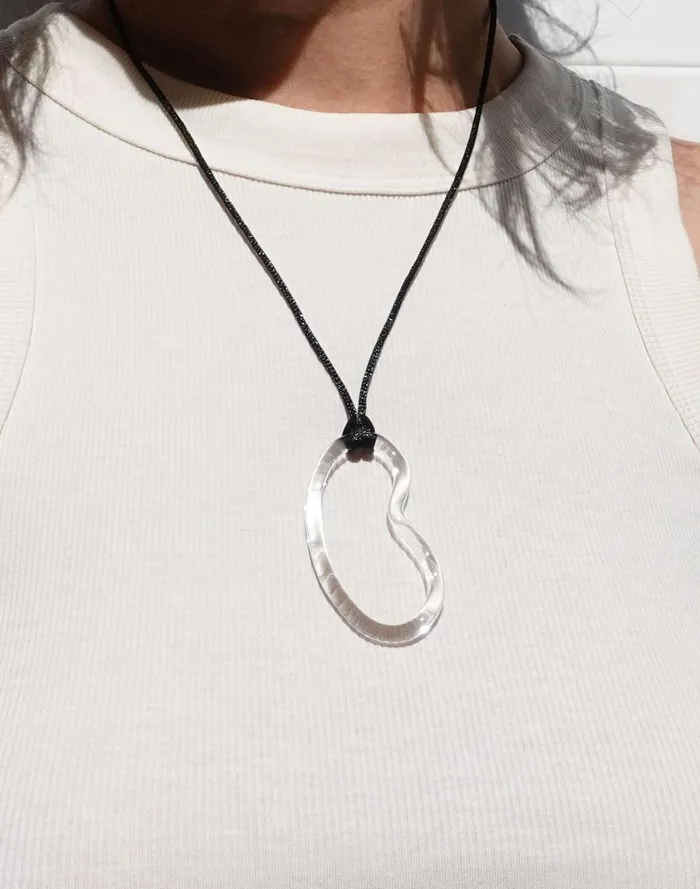 Women Jewelry Madewell Jane D039Arensbourg Clear Bean Pendant Cord Necklace