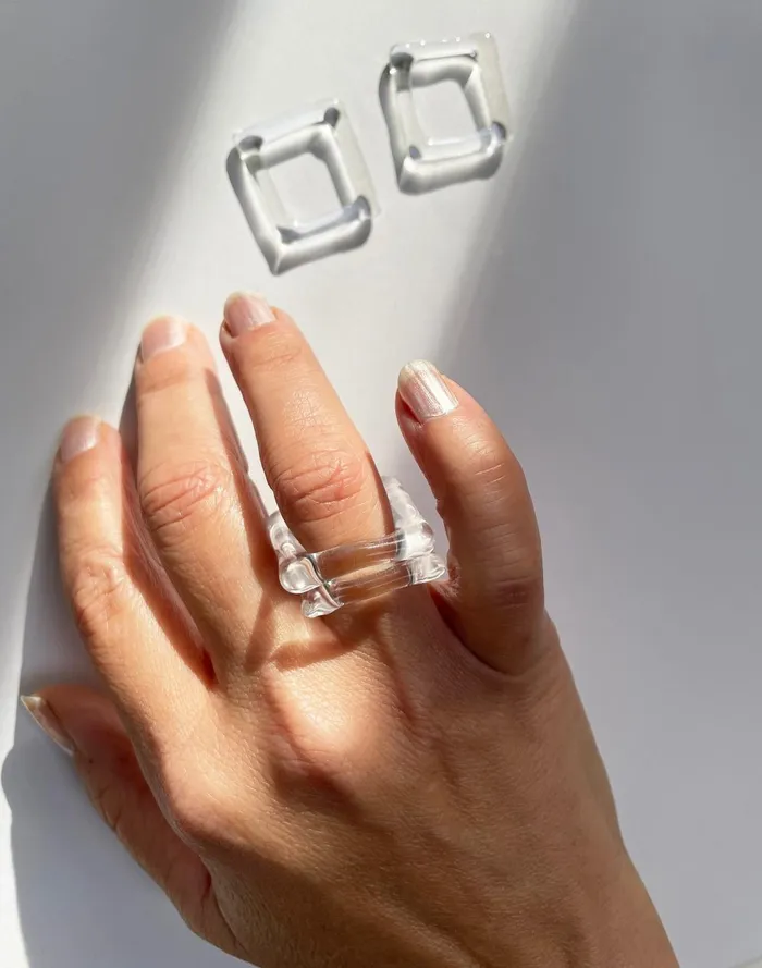 Women Jewelry Madewell Jane D039Arensbourg Clear Glass Square Ring