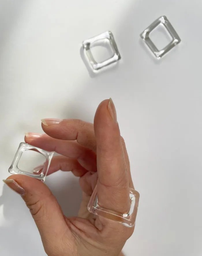 Women Jewelry Madewell Jane D039Arensbourg Clear Glass Square Ring