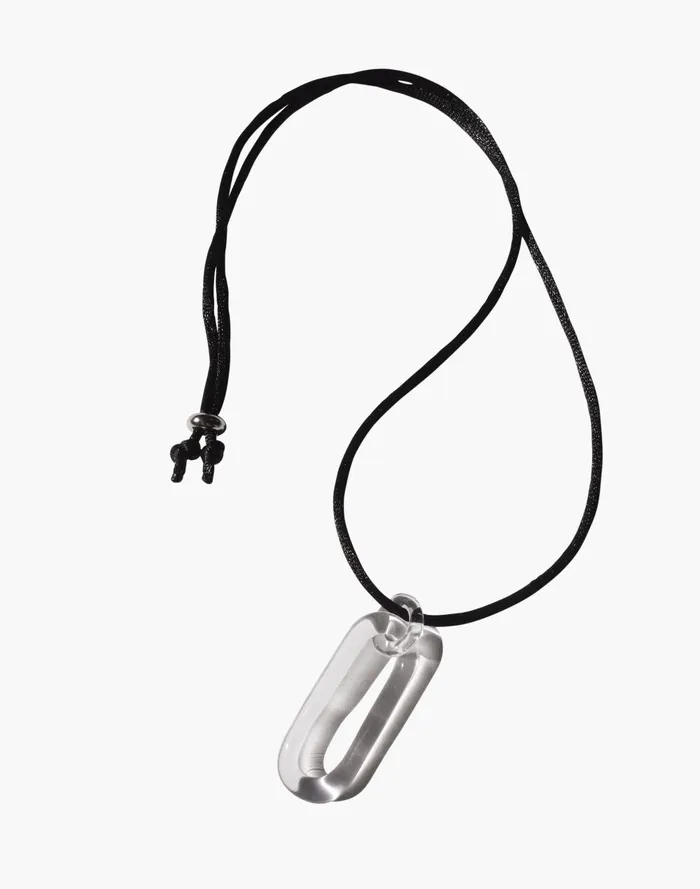 Women Jewelry Madewell Jane D039Arensbourg Clear Oval Pendant Cord Necklace