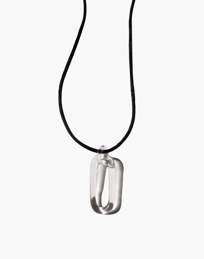 Women Jewelry Madewell Jane D039Arensbourg Clear Oval Pendant Cord Necklace