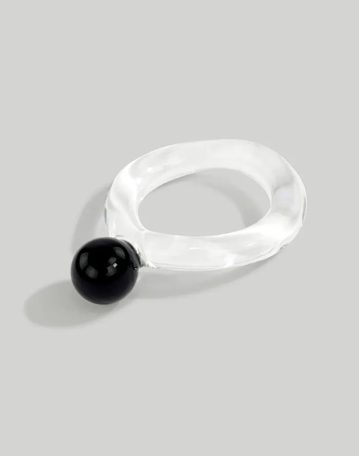 Women Jewelry Madewell Jane D039Arensbourg Dot Black And Clear Glass Ring