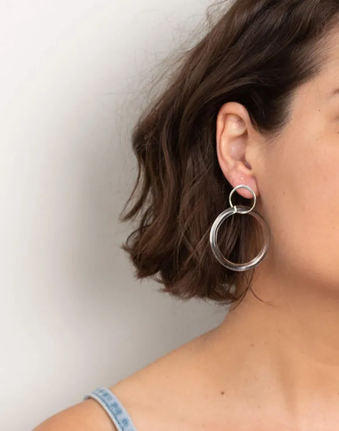 Women Jewelry Madewell Jane D039Arensbourg Large Circle Clear Glass Hoop Earrings