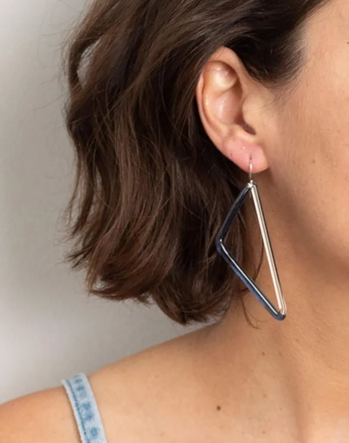 Women Jewelry Madewell Jane D039Arensbourg Rhombus Cobalt And Clear Glass Earrings