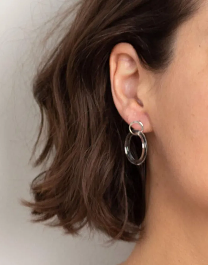 Women Jewelry Madewell Jane D039Arensbourg Small Circle Clear Glass Hoop Earrings