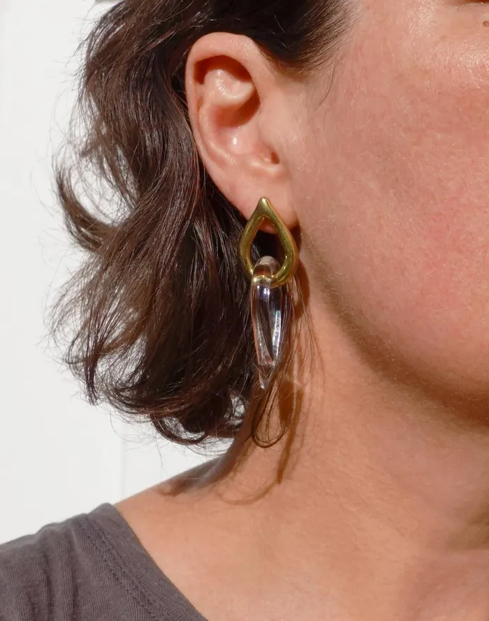 Women Jewelry Madewell Jane D039Arensbourg Teardrop Brass And Glass Stud Earrings