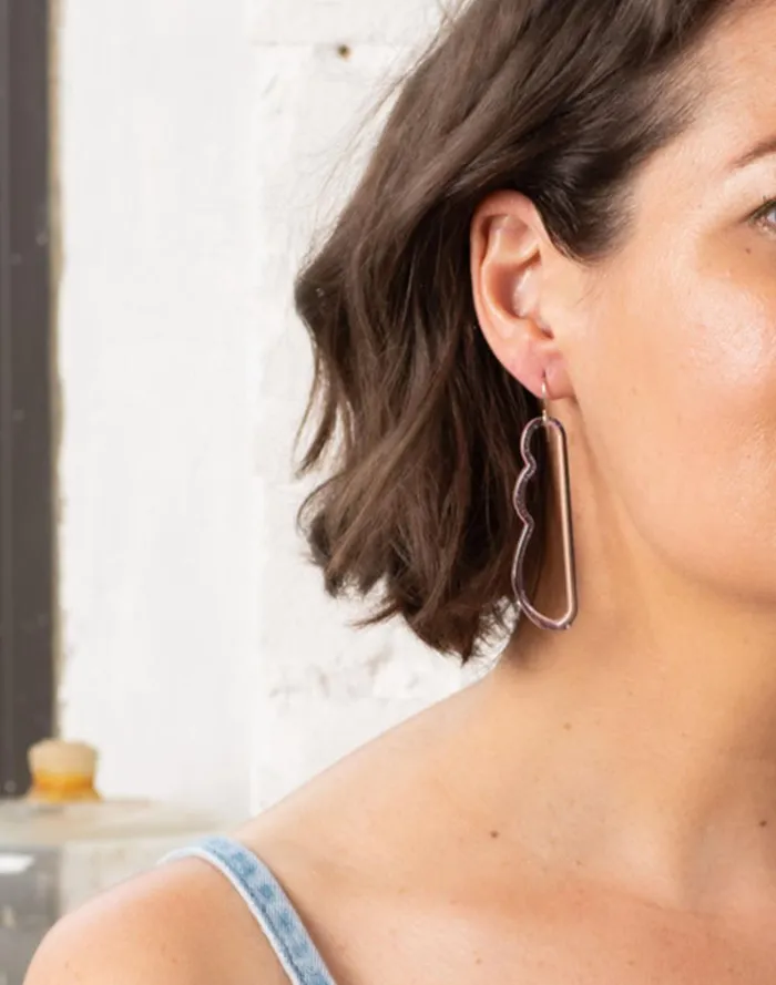 Women Jewelry Madewell Jane D039Arensbourg Wave Lilac And Clear Glass Earrings