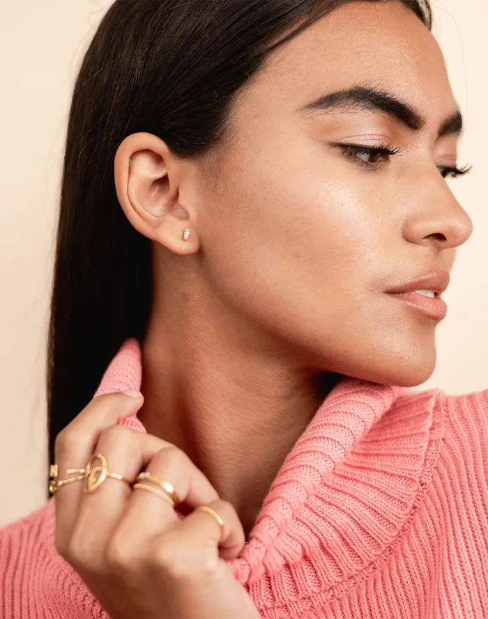 Women Jewelry Madewell Katie Dean Jewelry 18k GoldPlated Crystal Baguette Stud Earrings