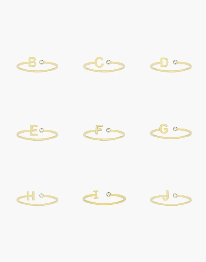 Women Jewelry Madewell Katie Dean Jewelrytrade 18k GoldPlated Initial Ring