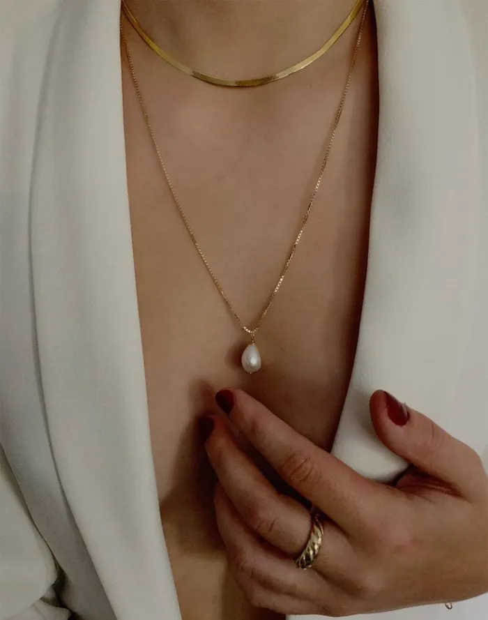 Women Jewelry Madewell Kinn Studio Carter Herringbone Chain Necklace
