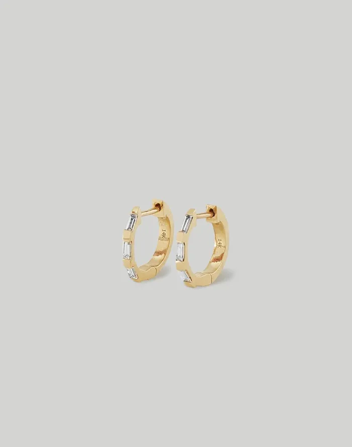 Women Jewelry Madewell Kinn Studio Ellie Baguette Huggie Earrings Diamond