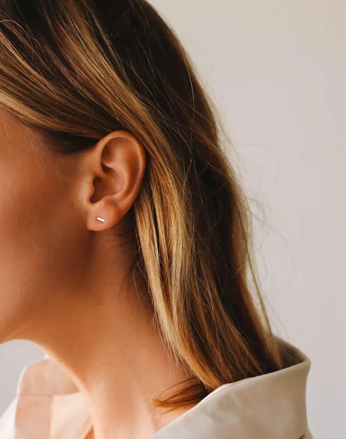 Women Jewelry Madewell Kinn Studio Micro Bar Stud Earrings