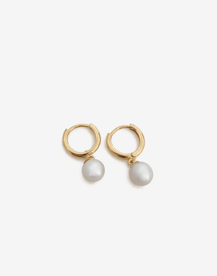 Women Jewelry Madewell Kinn Studio Round Pearl Huggie Earrings