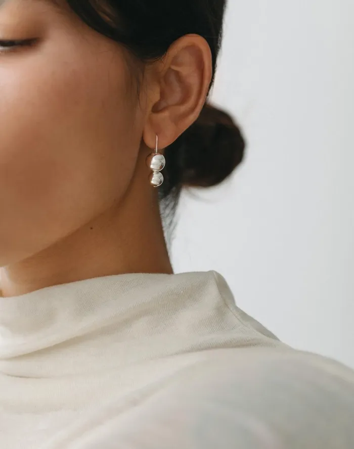Women Jewelry Madewell Maslo Jewelry Double Orb Silver Earrings