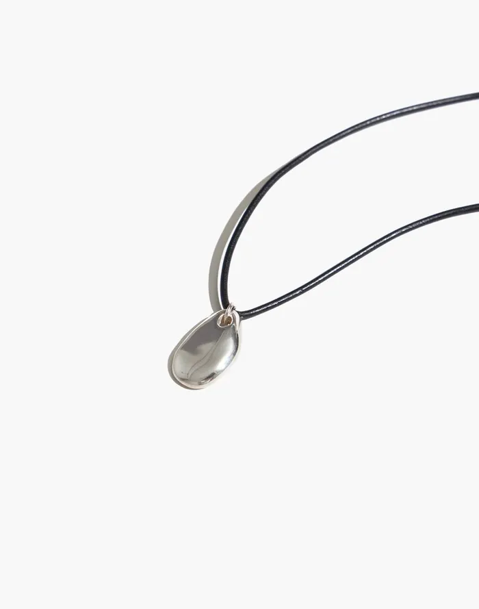 Women Jewelry Madewell Maslo Jewelry Small Pebble Pendant Necklace Sterling Silver Cord