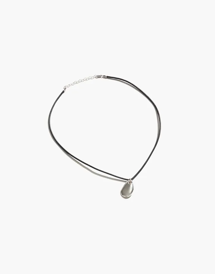 Women Jewelry Madewell Maslo Jewelry Small Pebble Pendant Necklace Sterling Silver Cord