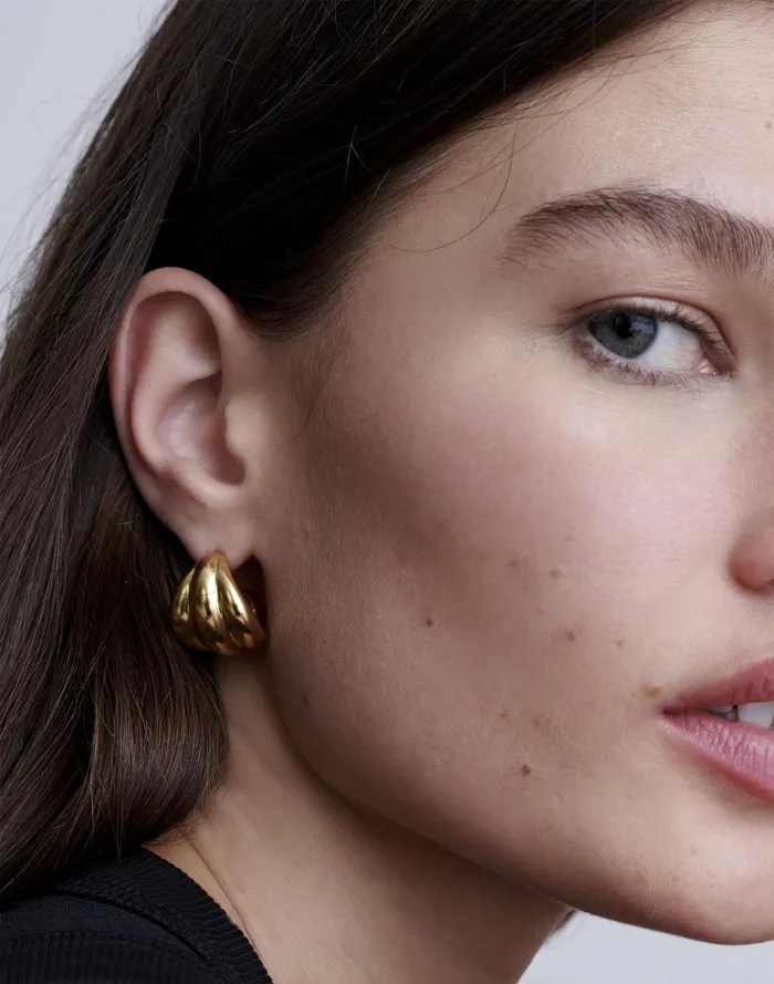 Women Jewelry Madewell Sculptural Chunky Ribbed Stud Earrings