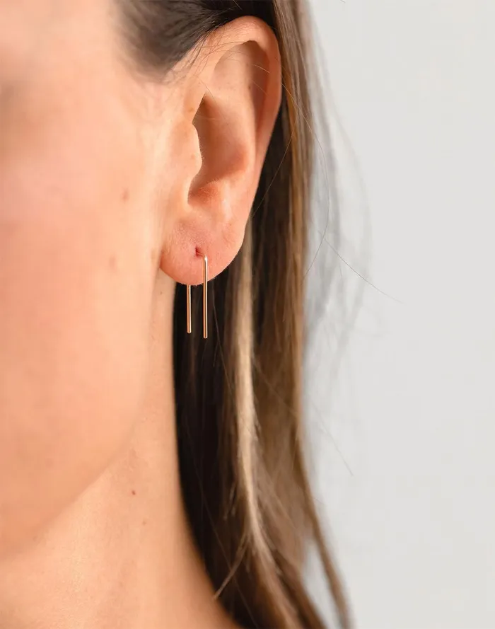 Women Jewelry Madewell Sheena Marshall Jewelry Tiny Staple Threader Earrings