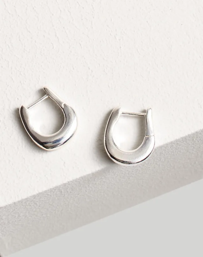 Women Jewelry Madewell The Sterling Silver Collection Chunky Huggie Hoop Earrings