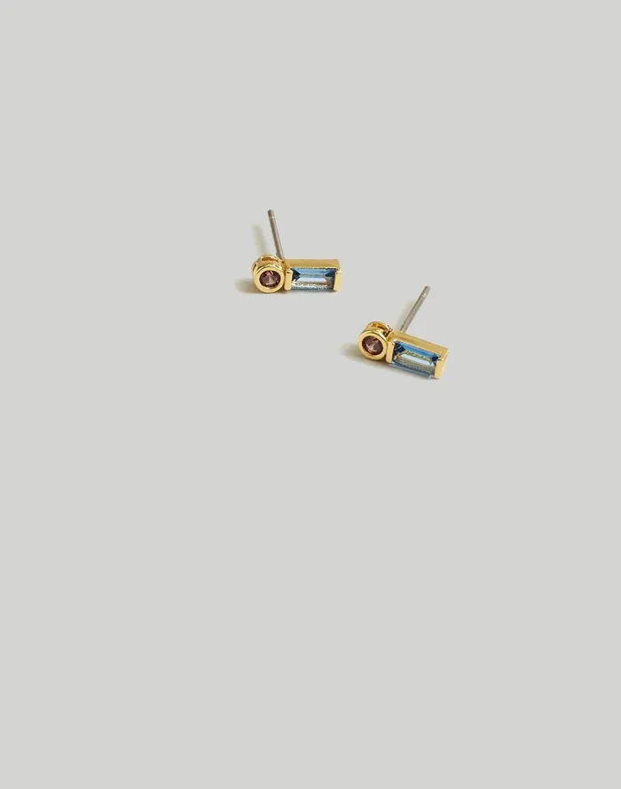 Women Jewelry Madewell The Tennis Collection Baguette Crystal Stacking Stud Earrings