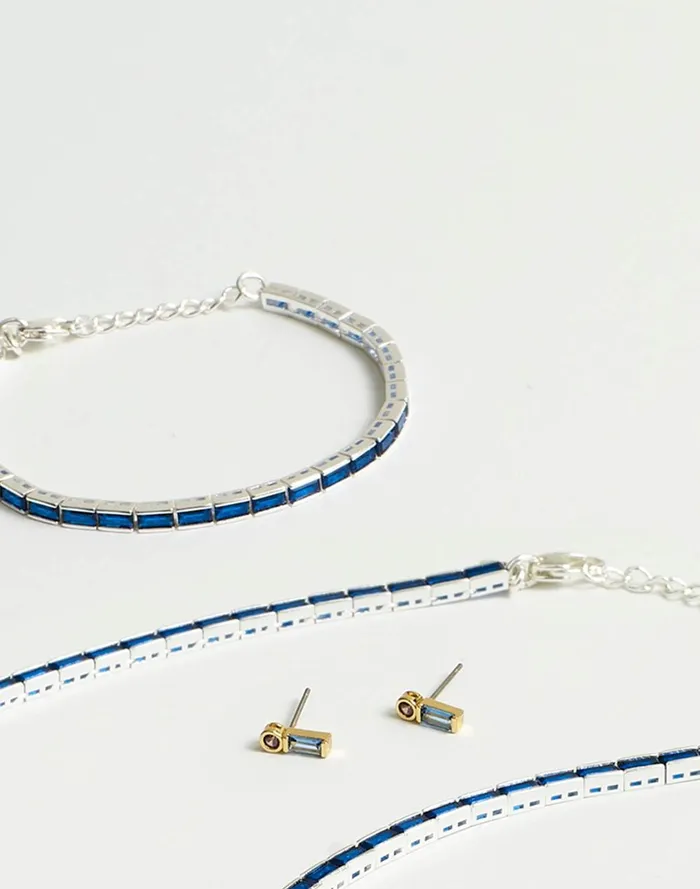 Women Jewelry Madewell The Tennis Collection Baguette Crystal Stacking Stud Earrings