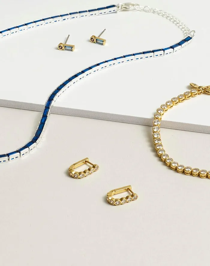 Women Jewelry Madewell The Tennis Collection Bezel Set Crystal Carabiner Hoop Earrings