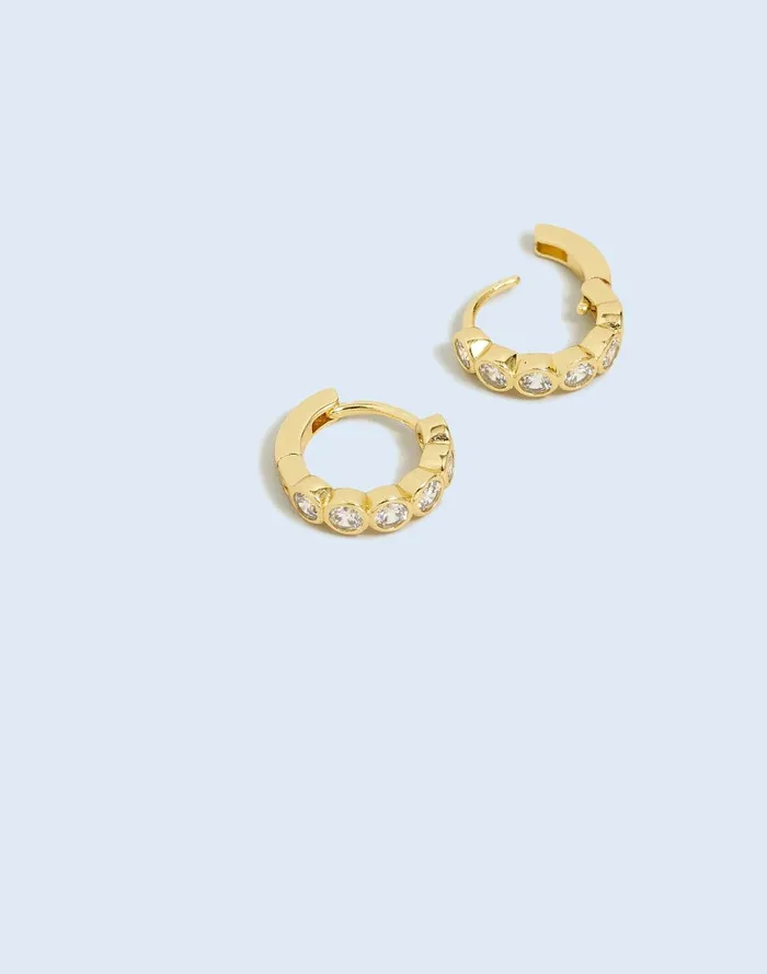Women Jewelry Madewell The Tennis Collection Bezel Set Crystal Huggie Hoop Earrings