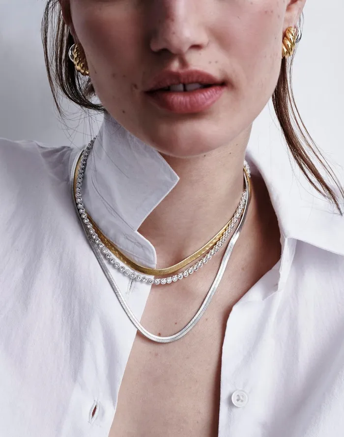 Women Jewelry Madewell The Tennis Collection Bezel Set Crystal Necklace