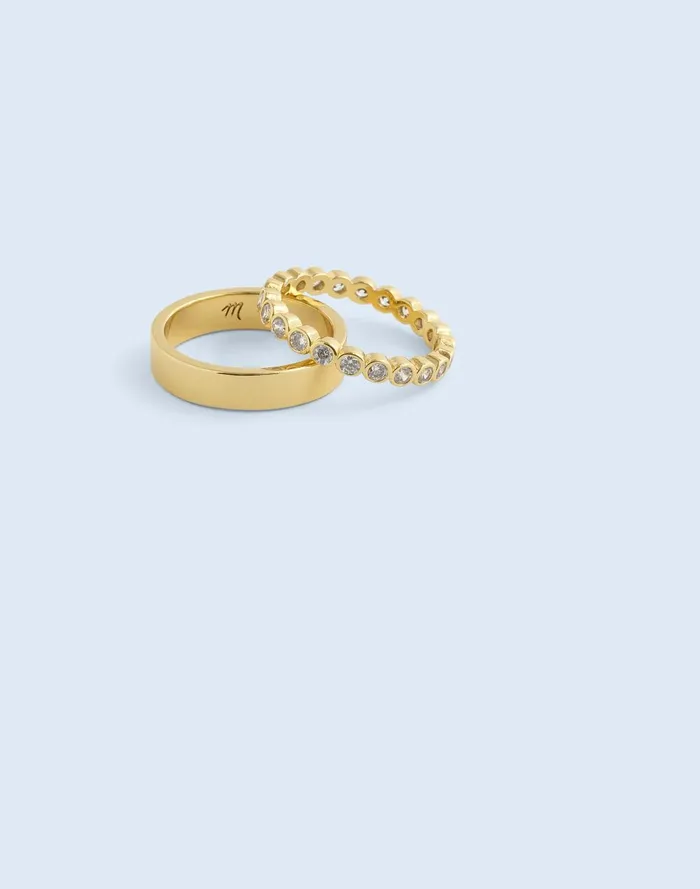 Women Jewelry Madewell The Tennis Collection Bezel Set Crystal Stacking Ring Set