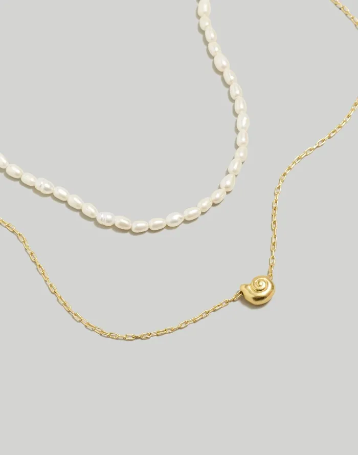 Women Jewelry Madewell TwoPack Pearl Shell Necklace Set