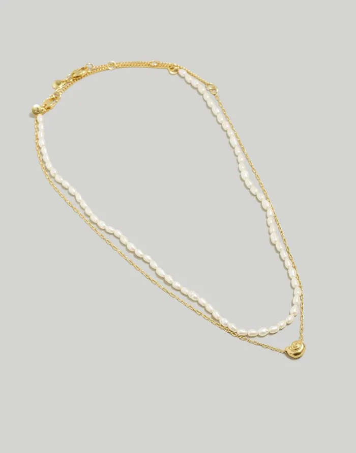 Women Jewelry Madewell TwoPack Pearl Shell Necklace Set