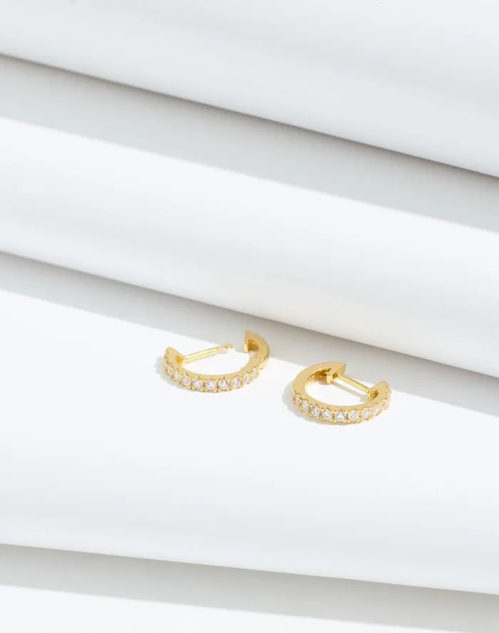 Women Jewelry Madewell Vermeil Paveacute Huggie Hoop Earrings