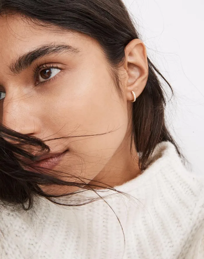 Women Jewelry Madewell Vermeil Paveacute Huggie Hoop Earrings