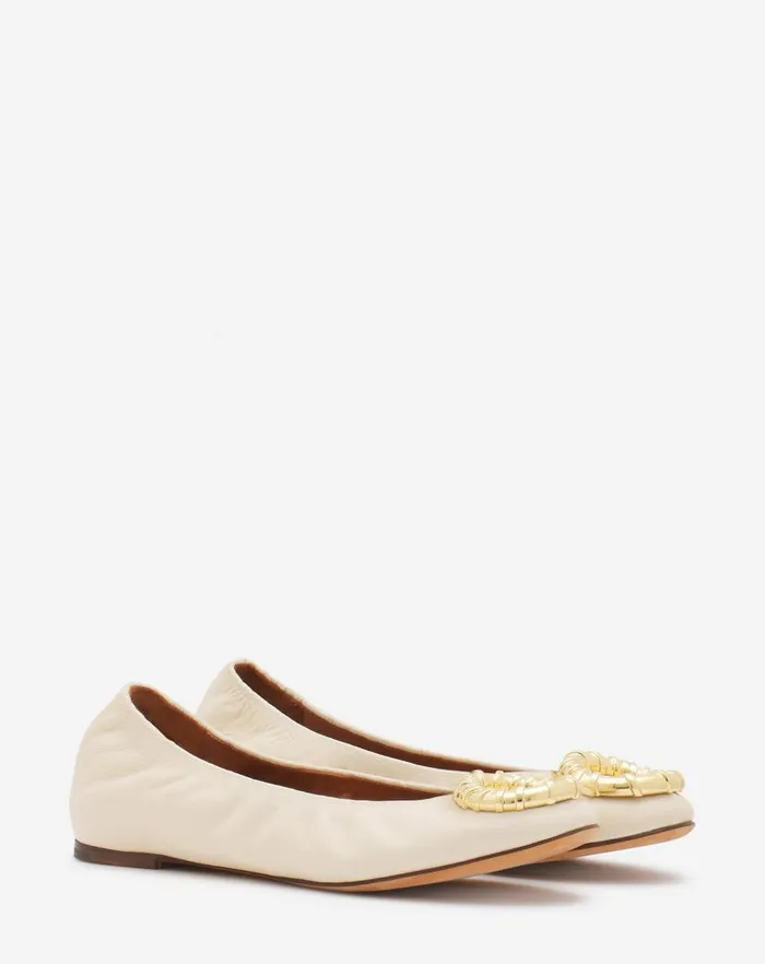 Women Lanvin Ballerinas Mlodie Leather Ballerina Flat Beige 2 Women Lanvin Ballerinas Mlodie Leather Ballerina Flat Beige 2