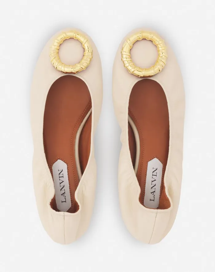 Women Lanvin Ballerinas Mlodie Leather Ballerina Flat Beige 2 Women Lanvin Ballerinas Mlodie Leather Ballerina Flat Beige 2