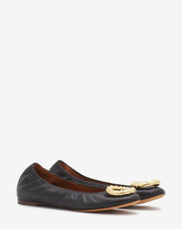 Women Lanvin Ballerinas Mlodie Leather Ballerina Flat Black Women Lanvin Ballerinas Mlodie Leather Ballerina Flat Black